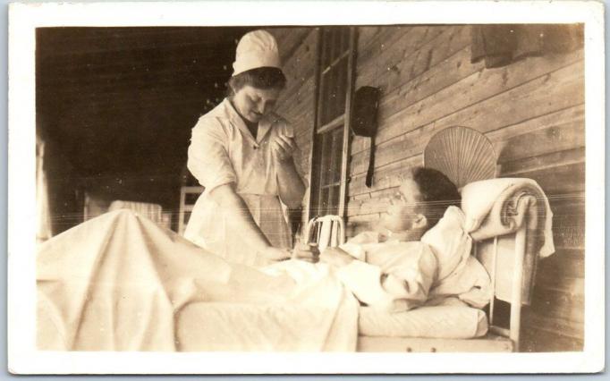 Camp Dix - Nurse and patient on porch - 1919