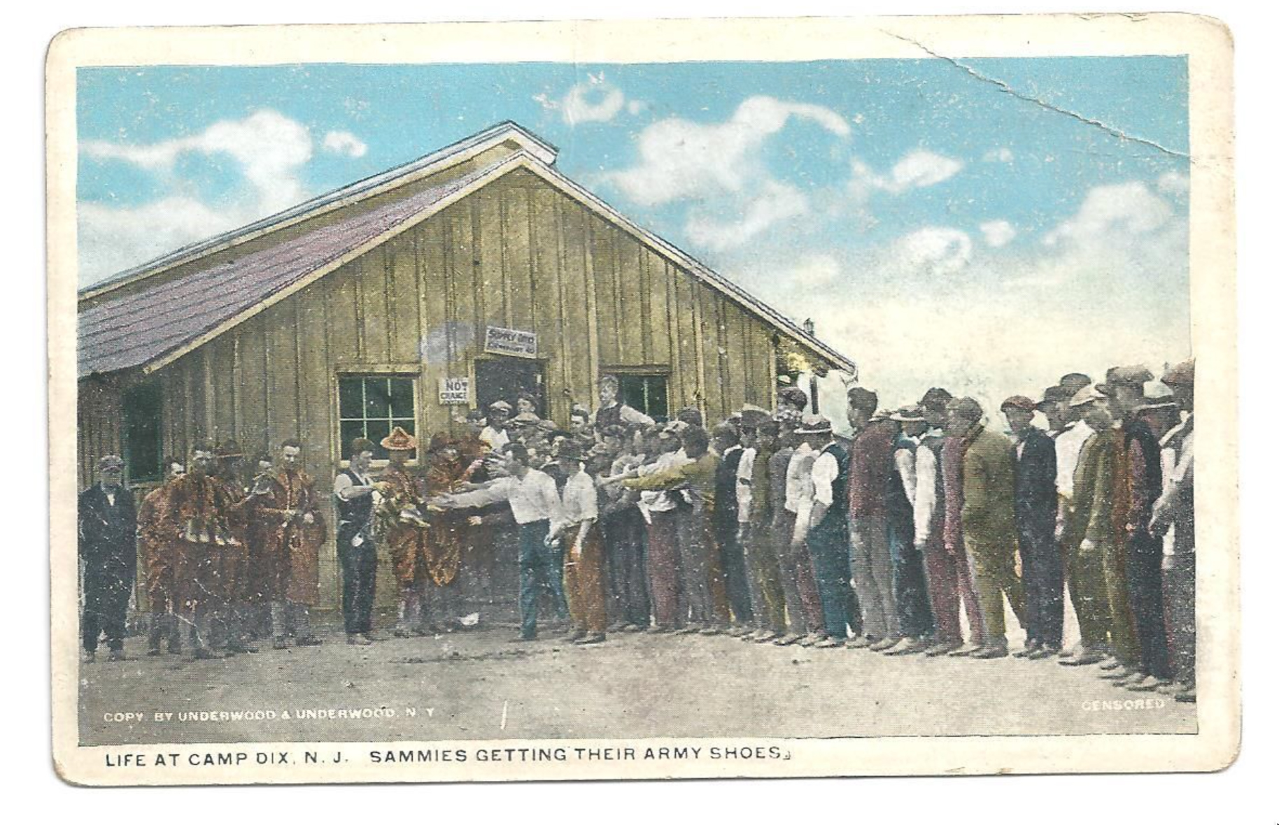 Camp Dix - Recruits getting their army footware - around 1917-18