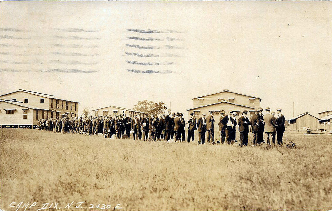 Camp Dix - recruits awaiting uniforms - 1917