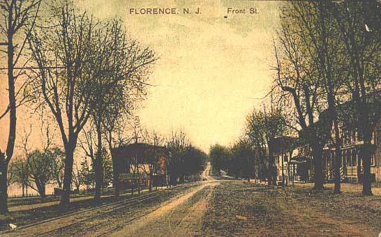 florence New Jersey NJ 1907 Town on Front St & Trolley