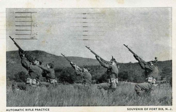 Fort Dix - Automatic Rifle practice - c WW2