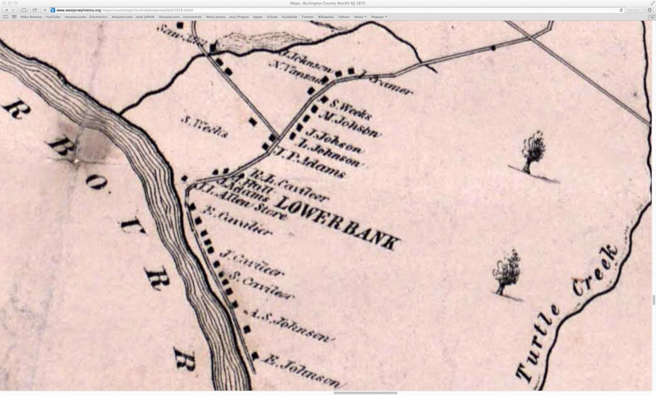 lower bank - Sykes Janney and Earle Map of Burlington County 1858