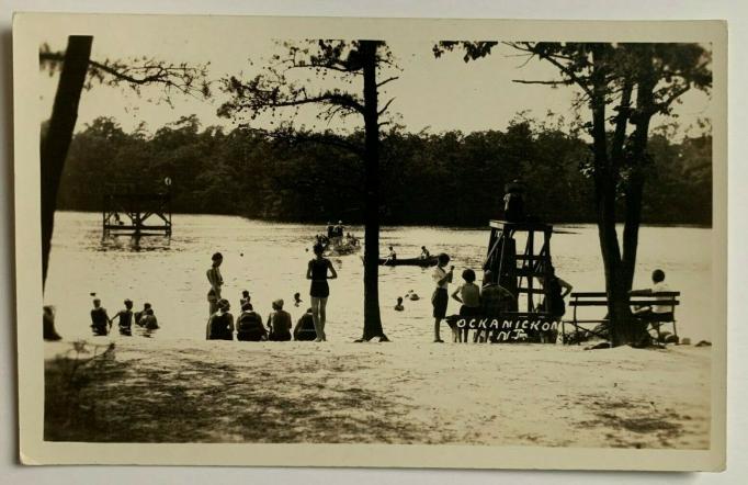 Medford - Camp Ockanickon - Beach and Bathers at Lake Stockwell