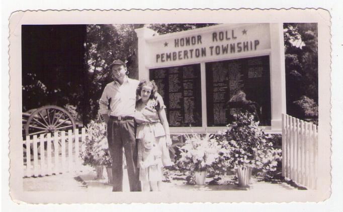 Pemberton - Couple in front of Pemberton Honor Roll - For WWI I think - undated