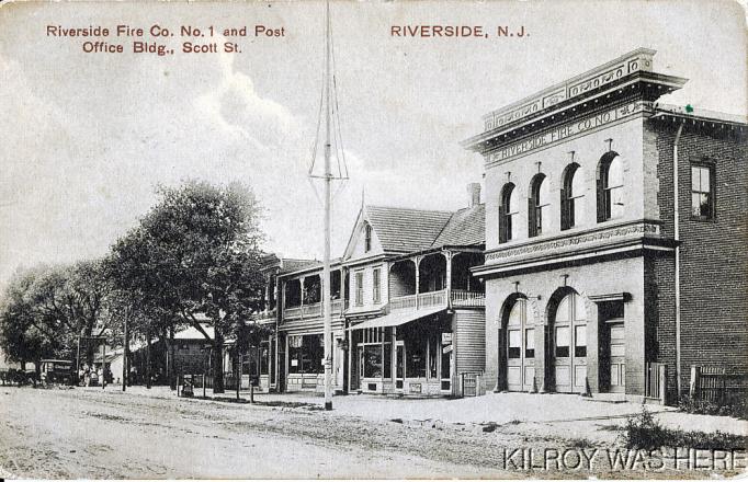 Riverside - Fire Department and Post Office on Scott Street - c 1910