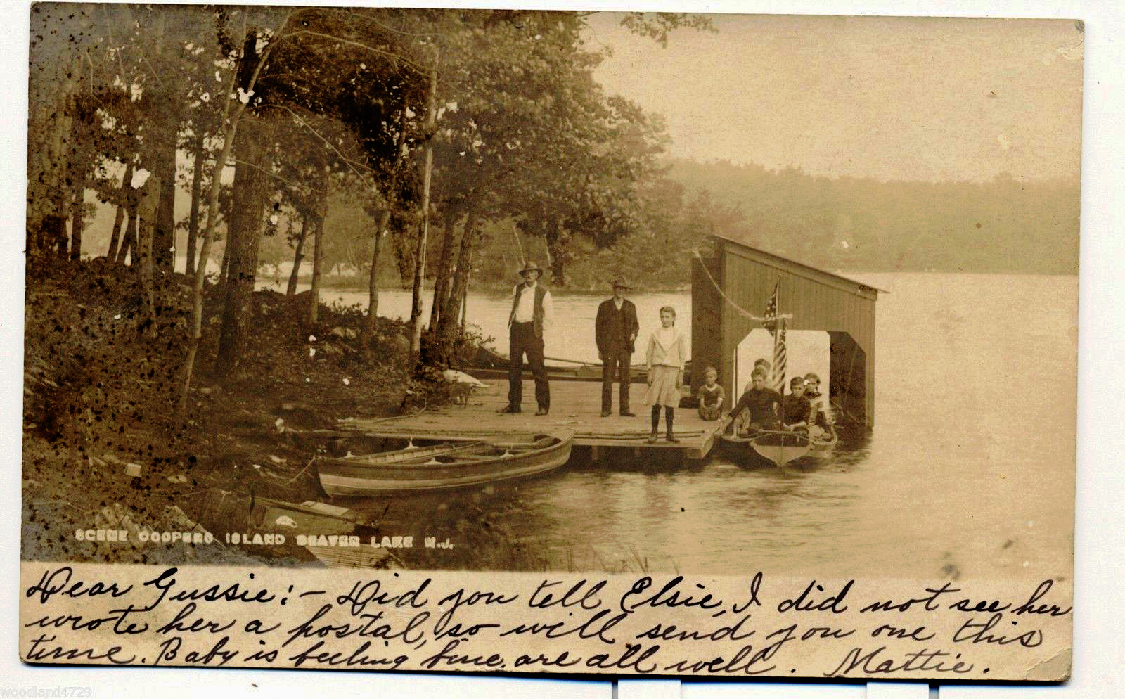Beaver Lake - Folks on Cooper Island - 1906