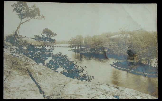 Cranberry Lake  -Looking back towards the bridge and hotel - 1905