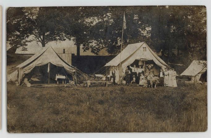 Cranberry Lake - Byam Township - Camping out with tents - c 1910