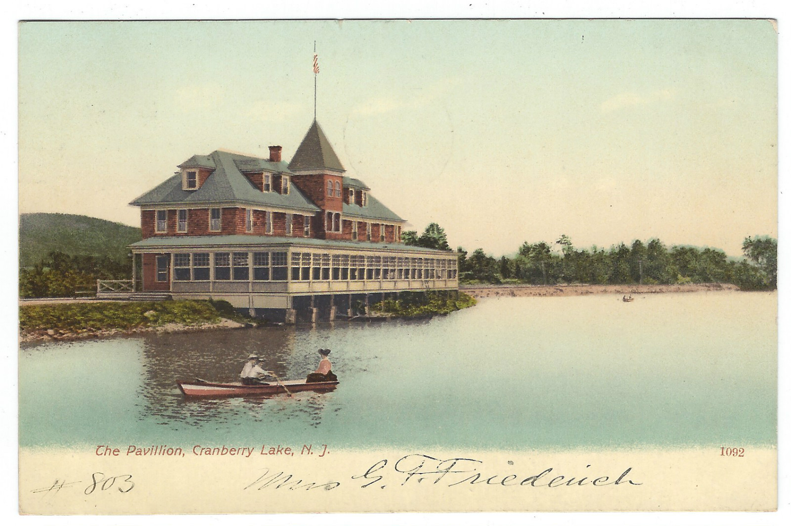 Cranberry Lake - The Pavilion plus some boaters - c 1910