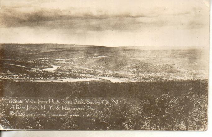 High Point - Vista from High Point towards Port Jervis NY and Matamora PA - Broadwell - 1928