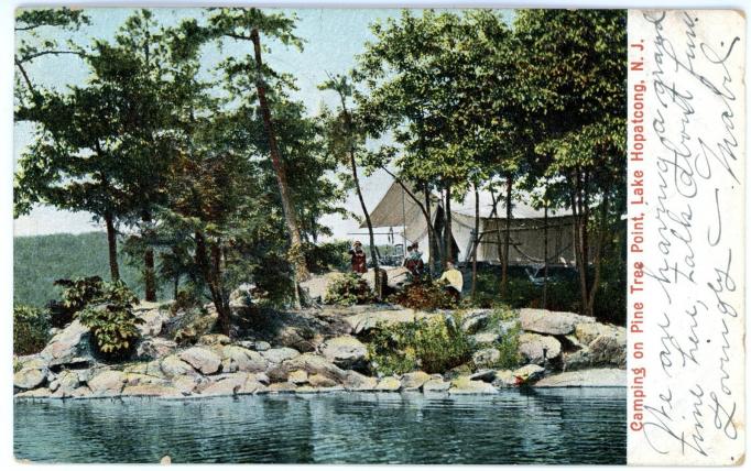 Lake Hopatcong - Campgrounds on  Pine Tree Point - c 1910