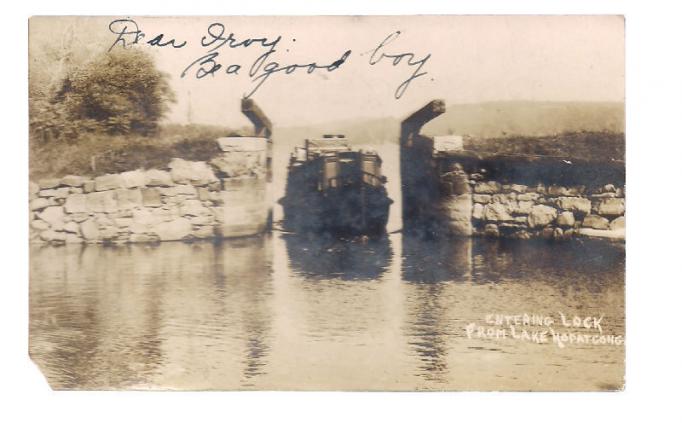 Lake Hopatcong - Locks and Boat - c 1910