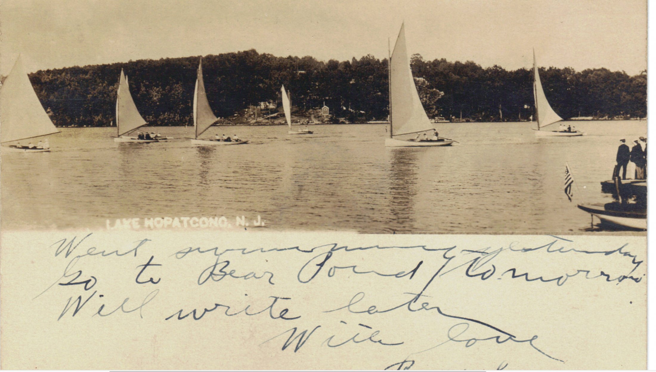 Lake Hopatcong - Sailboats on the lake - 1908