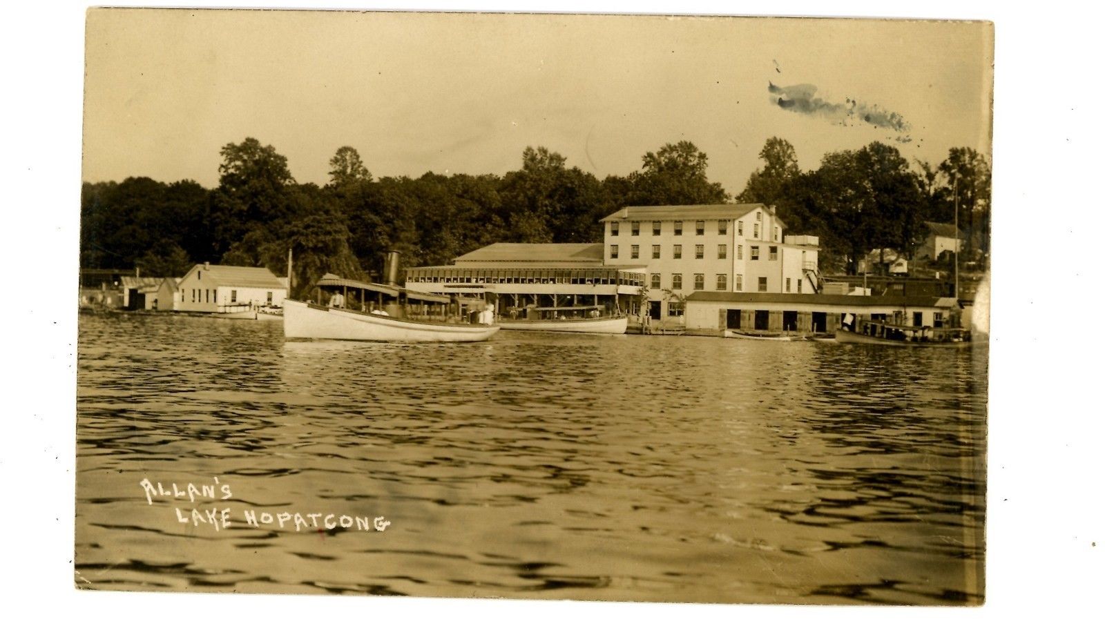 lake hopatcong - alans hotel and steamer - c 1910