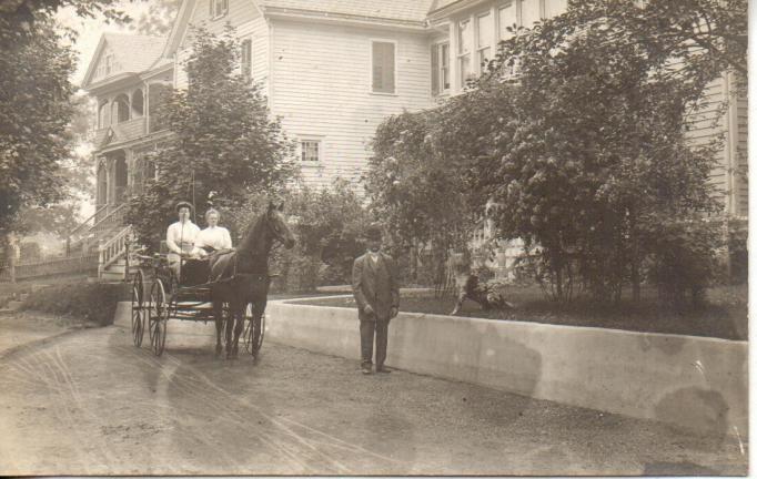 Newton - Mr and Mrs Joseph Price at Maple Street home with horse and buggy - 1908