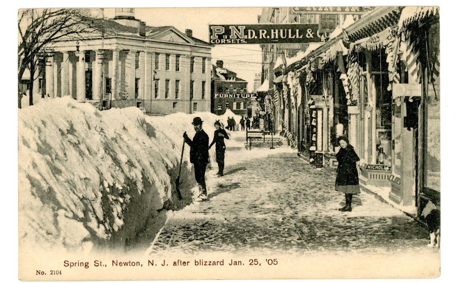 Newton - Spring Street after a Blizzard - c 1910