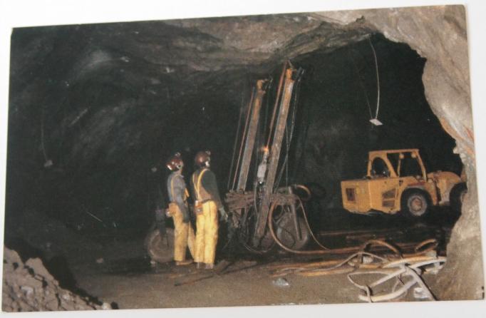 Ogdensburg - Drilling holes for blasting at Stope-Sterling Hill Mine - c 1970